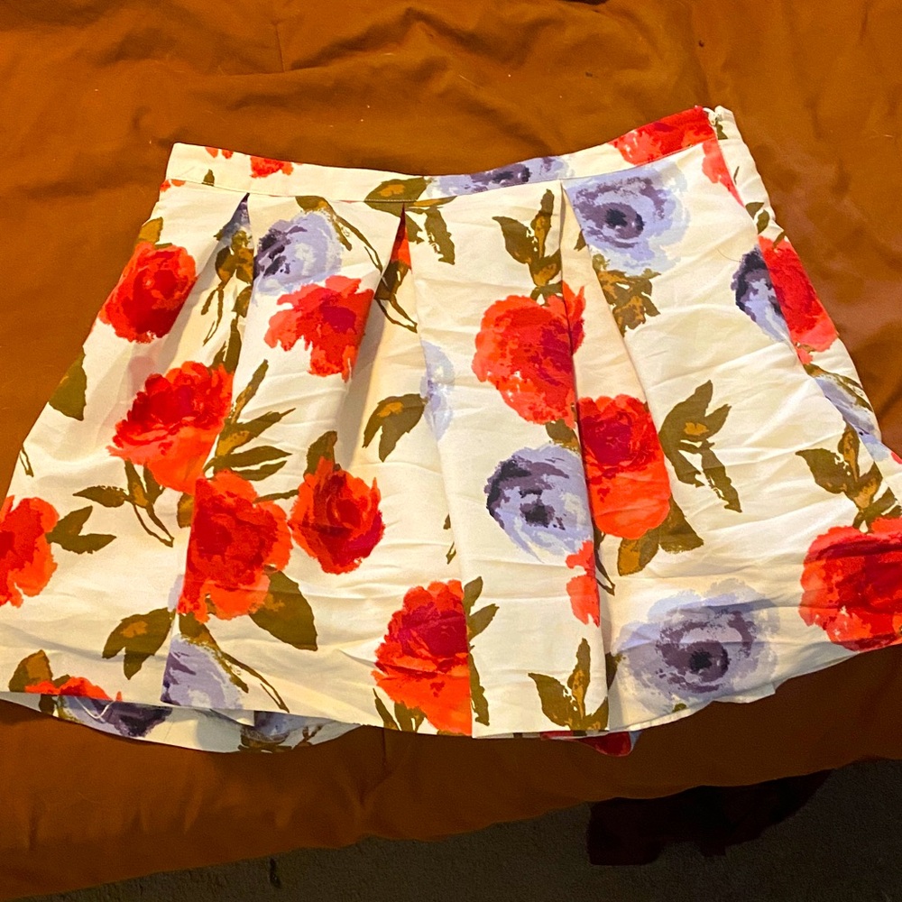 Forever 21 Floral Mini Skirt in Red and Purple
